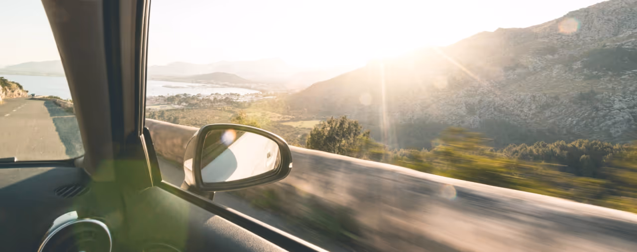 Blick aus dem Mietwagen am Cap Formentor auf Mallorca